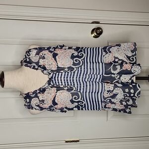 𝅺cabi Peplum Paisley Stripe Sheer Blouse 5349 Size XS